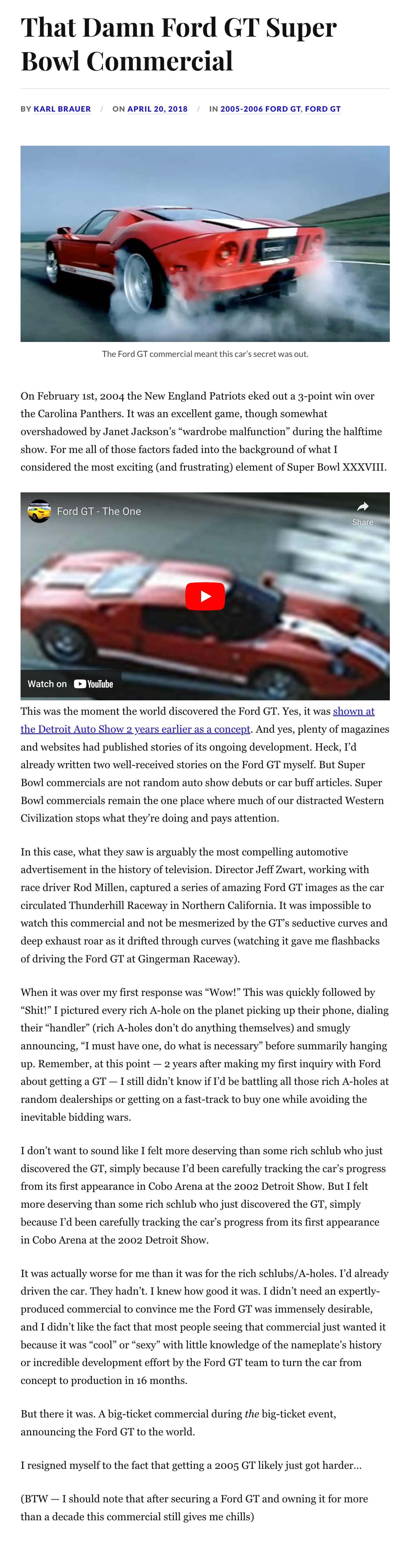 That Damn Ford GT Super Bowl Commercial